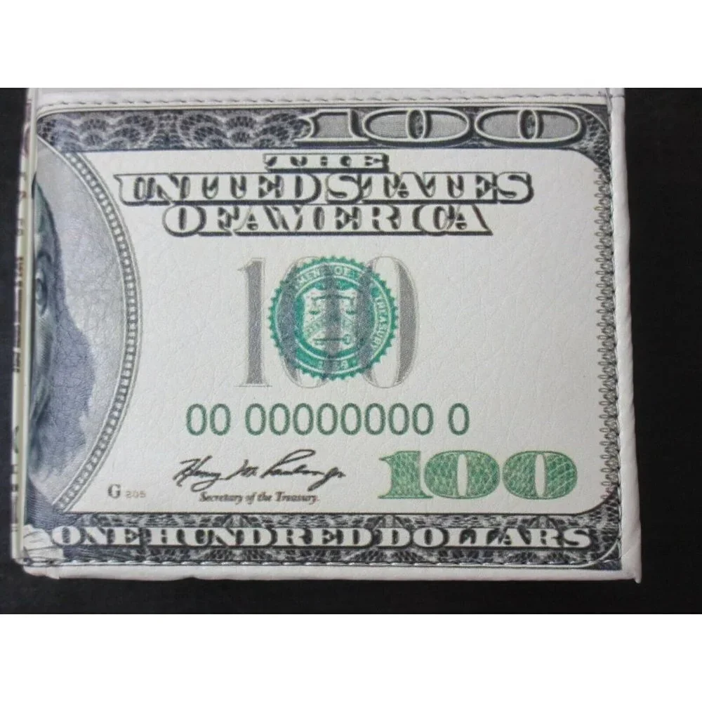 COPY - Old Dollar Bill Print Bi-Fold Vegan Leather Men's Wallet Benjamin Giftbo…